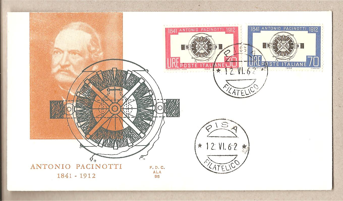 39664 -  Italia - busta FDC con serie completa: Antonio Pacinotti - 1962