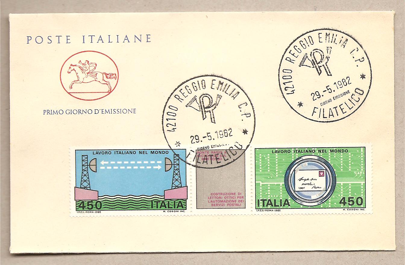 39676 - Italia - busta FDC con serie completa: Lavoro italiano nel mondo - 1982