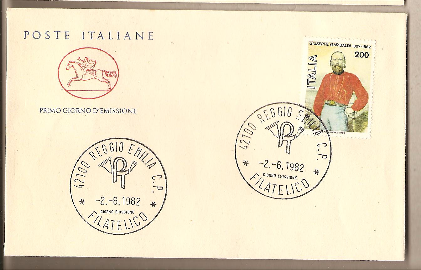 39677 - Italia - busta FDC con serie completa: centenario della morte di Garibaldi - 1982
