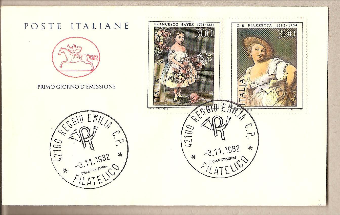 39684 - Italia - busta FDC con serie completa: arte italiana - 9 emissione - 1982