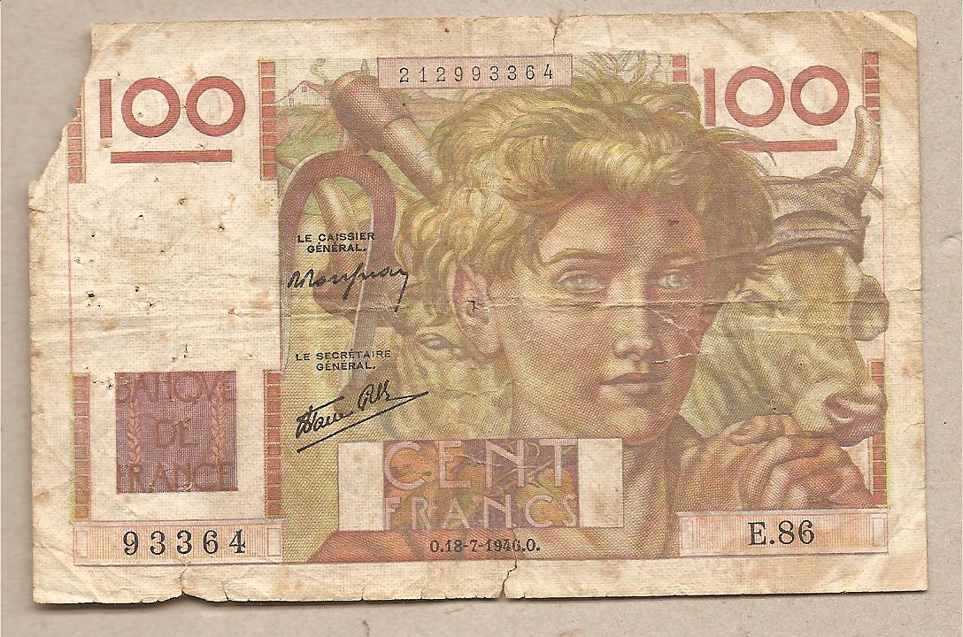 39810 - Francia - banconota circolata da 100 Franchi - 1946