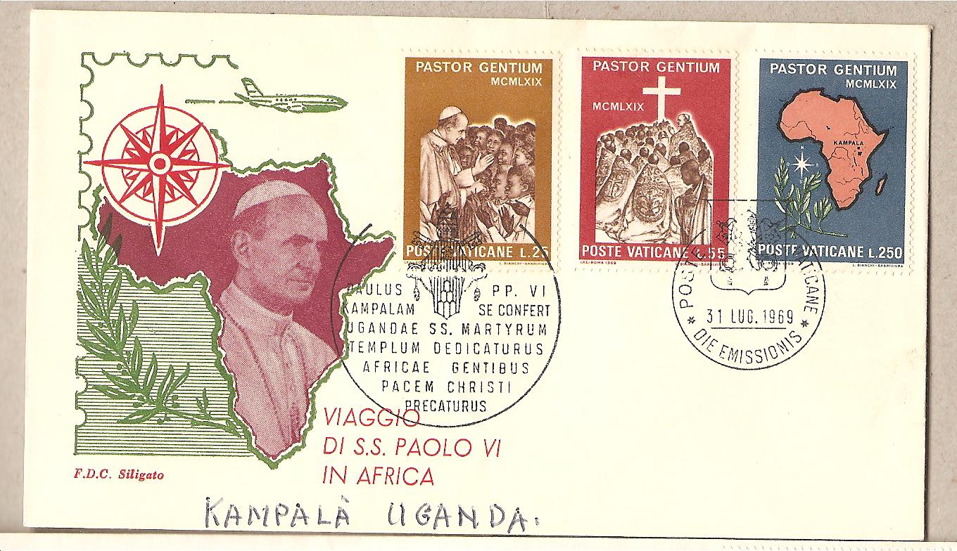 39820 - Vaticano - busta FDC con serie completa:Viaggio del Papa S.S. Paolo VI in Africa - 1969