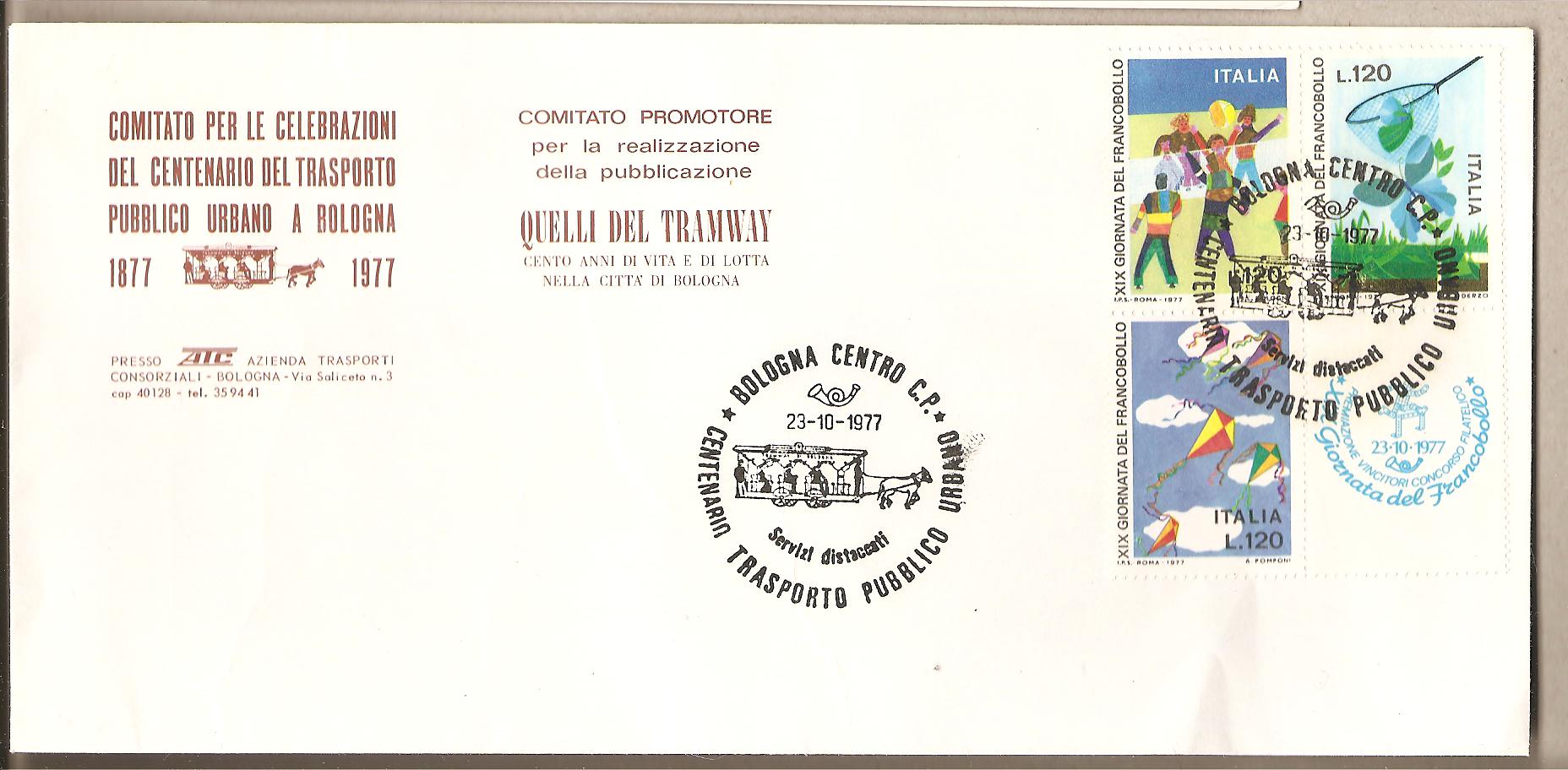 39823 - Italia - busta commemorativa con annullo speciale: Centenario del trasporto pubblico a Bologna - 1977