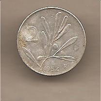 39986 - Italia - moneta circolata da 2 Lire  Olivo  - 1954