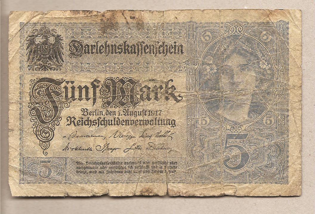 40173 - Germania - banconota circolata da 5 Marchi - 1917