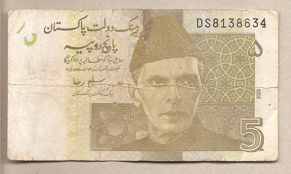 40174 - Pakistan - banconota circolata da 5 Rupie - 2009