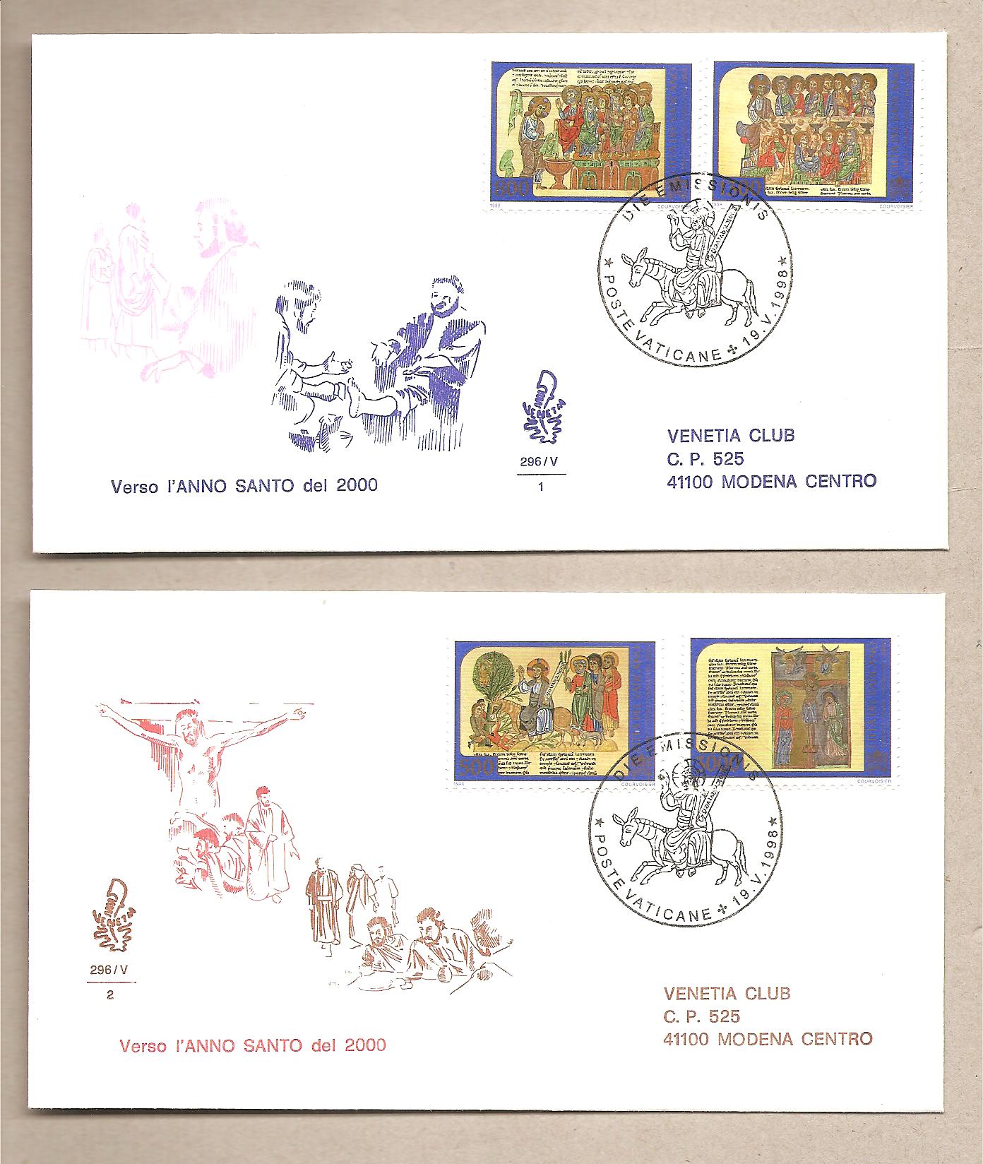 40259 - Vaticano - 2 buste FDC Venetia con serie completa: Verso lAnno Santo del 2000 - 4 serie - 1998