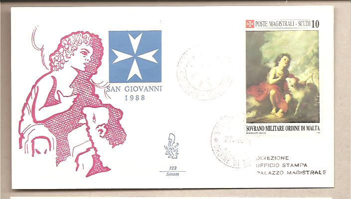 40491 - SMOM - busta FDC con serie completa: San Giovanni Battista - Venetia - 1988