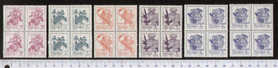 40921 - POLONIA 1974-POLONIA	1974-2136-41 Fiori diversi - Quartina di 6 valori serie completa nuova senza colla-acquisto minimo  5,00