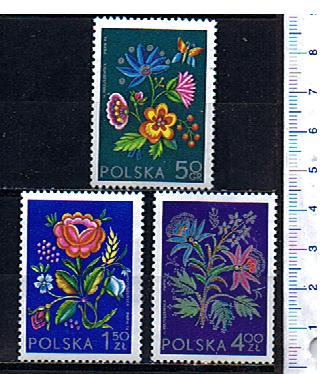 40932 - POLONIA 1974-2151-2153 Fiori dipinti -  3 valori serie completa nuova senza colla - acquisto minimo  5,00