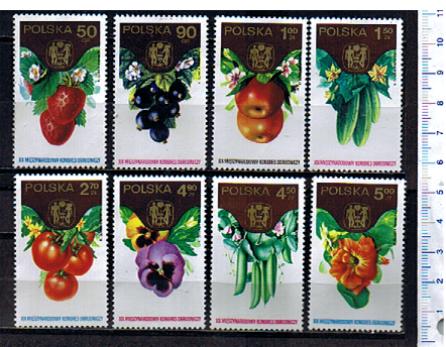 40981 - POLONIA	1974-2168/75 19 Congresso Intern.Ortofrutticolo; fiori,frutti e ort -  8 valori serie completa nuova senza colla - Acquisti minimi per  5,00