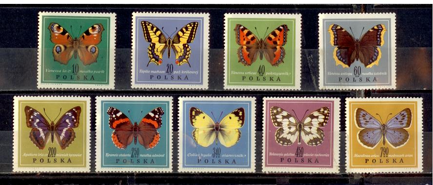 40991 - POLONIA	1967-1651/59	Farfalle diverse	- 9 valori serie completa nuova senza colla -Minimo di acquisto  5,00