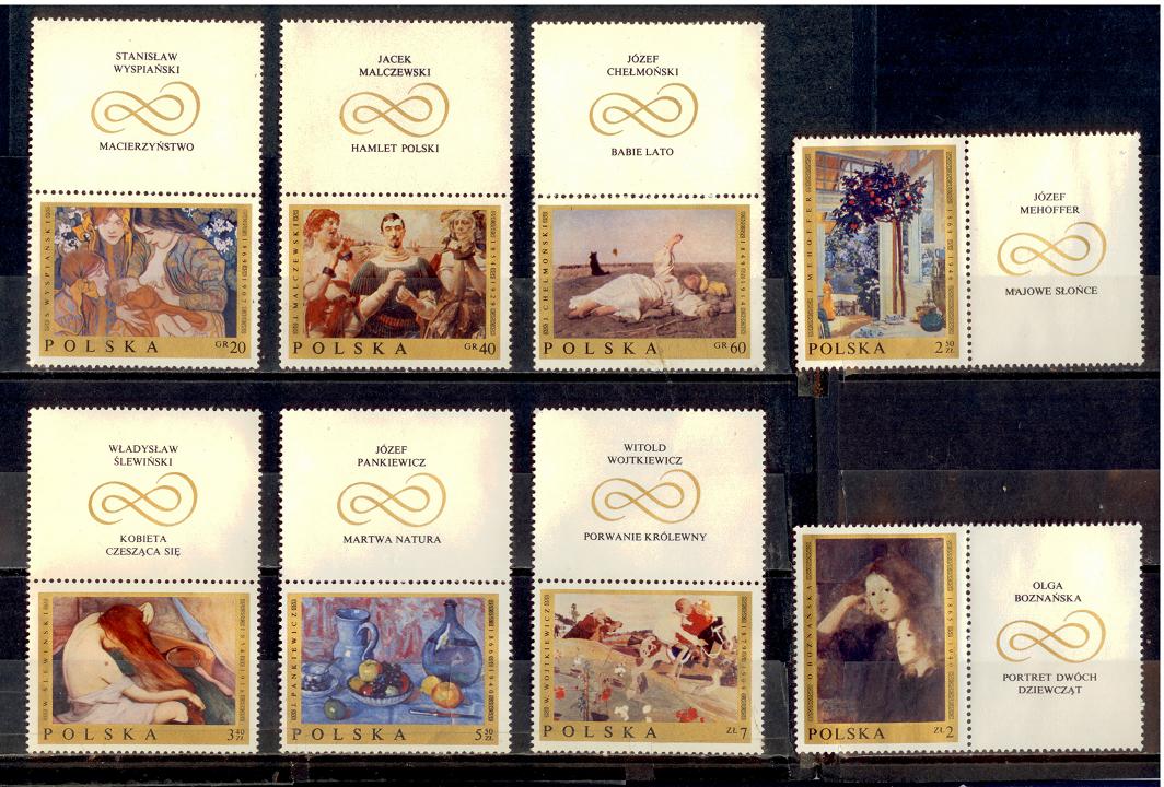 40994 - POLONIA	1969-1791/98	Dipinti Polacchi famosi - 8 valori on vignetta serie completa nuova senza colla -Minimo di acquisto  5,00