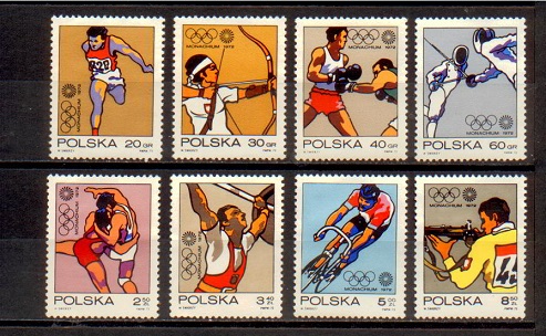 40995 - POLONIA	1972-1995/2002	Giochi Olimpici di Monaco	- 8 valori serie completa nuova senza colla - Acquisti minimi per  5,00