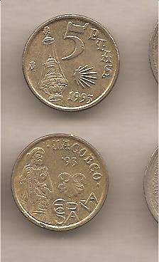 41136 - Spagna - moneta circolata da 5 Pesetas - 1993