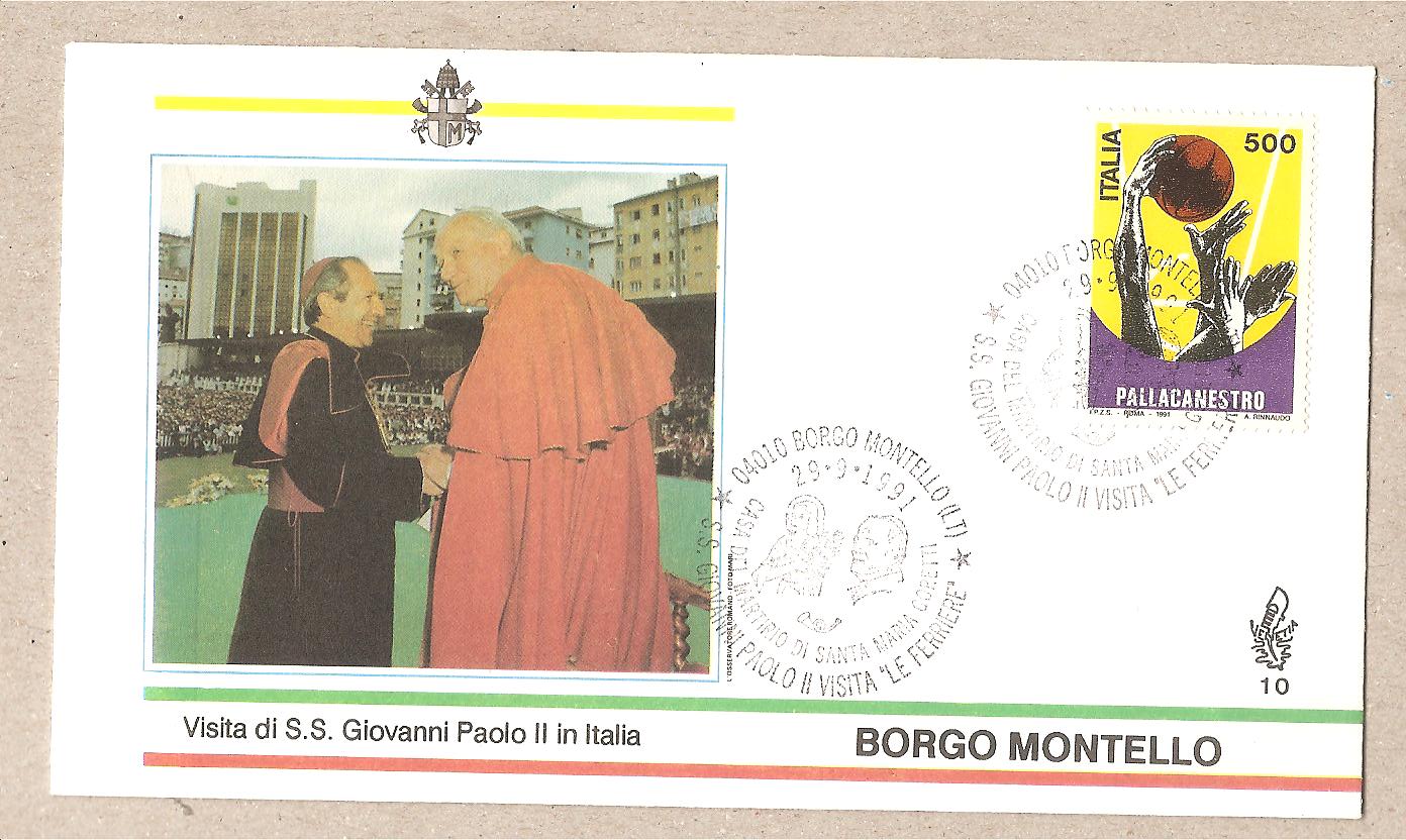 41327 - Italia - busta con annullo speciale: Visita di S.S. Giovanni Paolo II a Borgo Montello (LT) - 1991