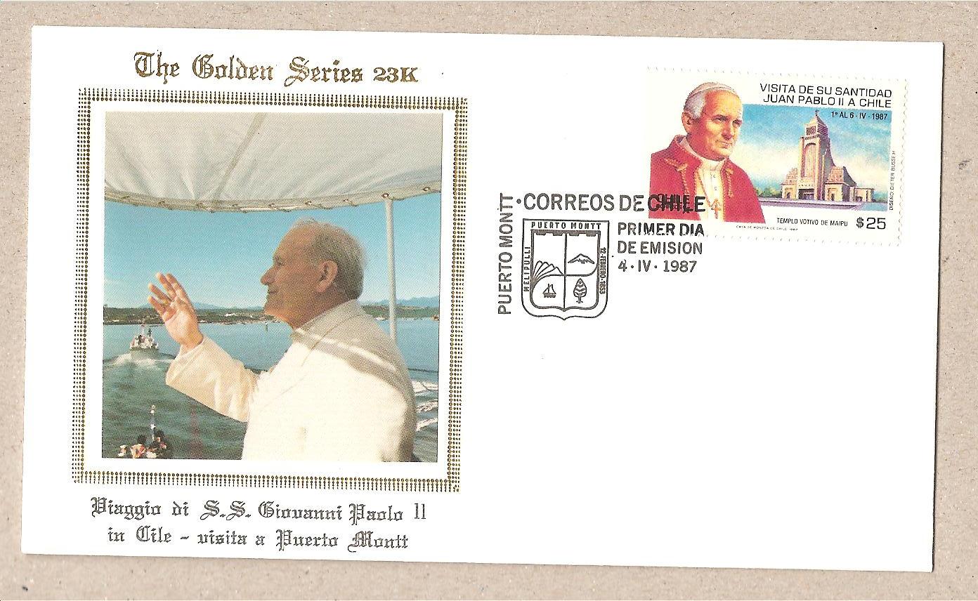 41357 - Cile - busta fdc con annullo speciale: Visita di S.S. Giovanni Paolo II - 1987