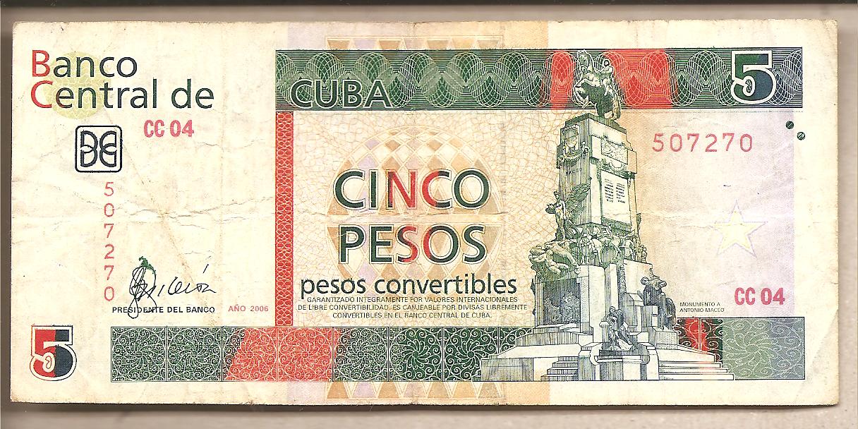 41631 - Cuba  banconota circolata da 5 Pesos Convertibili - 2006