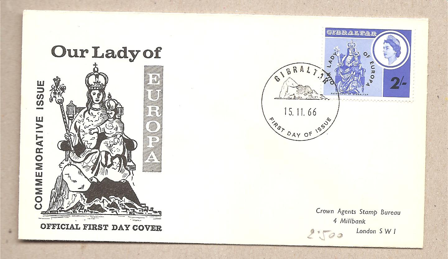 41653 - Gibilterra - busta FDC con serie completa: Nostra Signora d Europa - 1966 * G