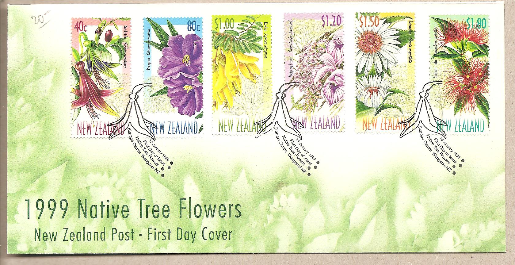41656 - Nuova Zelanda - busta FDC con serie completa: Piante floreali autoctone - 1999 * G