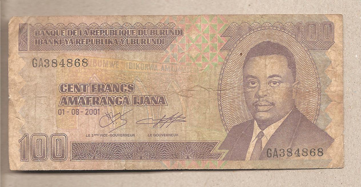 41712 - Burundi - banconota circolata da 100 Franchi - 2001