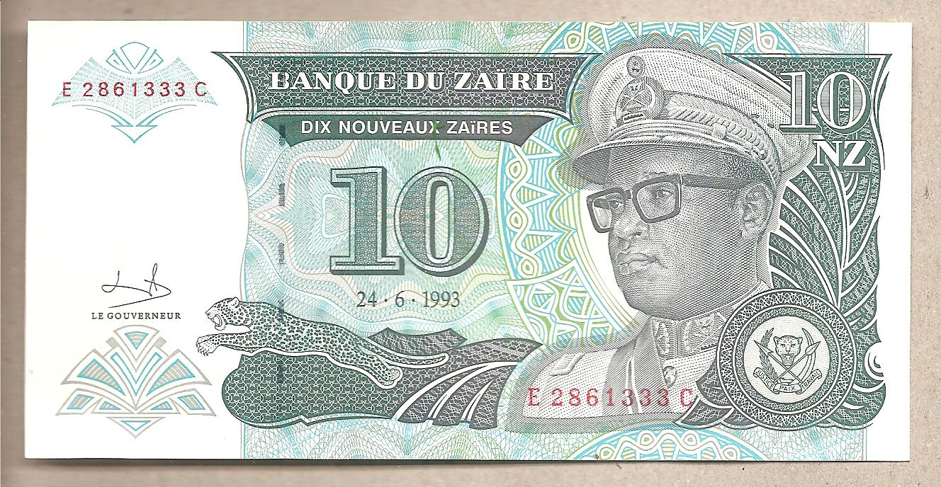 41847 - Zaire - banconota non circolata FdS da 10 Nuovi Zaire - 1993