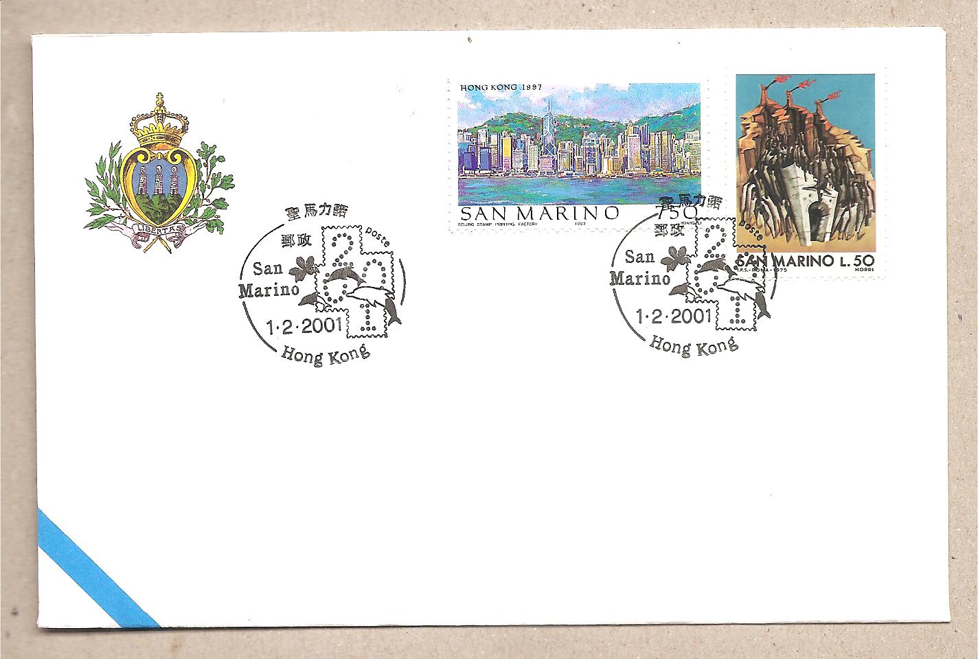 42426 - San Marino - busta con annullo speciale: Partecipazione a Hong Kong - 2001
