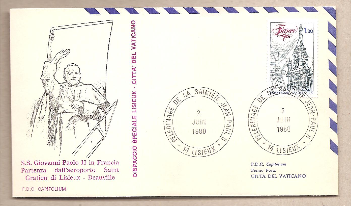 42435 - Francia - busta con annullo speciale: Visita di S.S. Giovanni Paolo II - volo di rientro - 1980