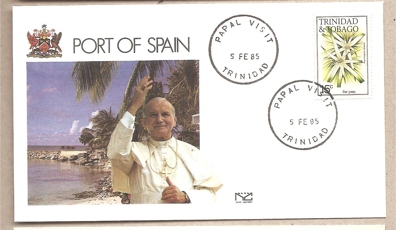 42463 - Trinidad & Tobago - busta con annullo speciale: Visita di S.S. Giovanni Paolo II - 1985