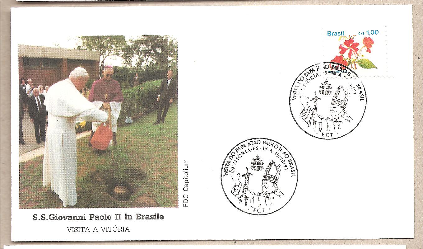 42555 - Brasile - busta con annullo speciale: Visita di S.S. Giovanni Paolo II a Vitoria  - 1991