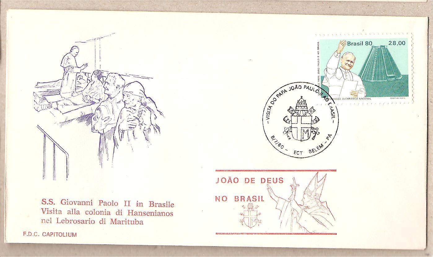 42558 - Brasile - busta con annullo speciale: Visita di S.S. Giovanni Paolo II in Brasile  Lebrosario di Marituba  - 1980