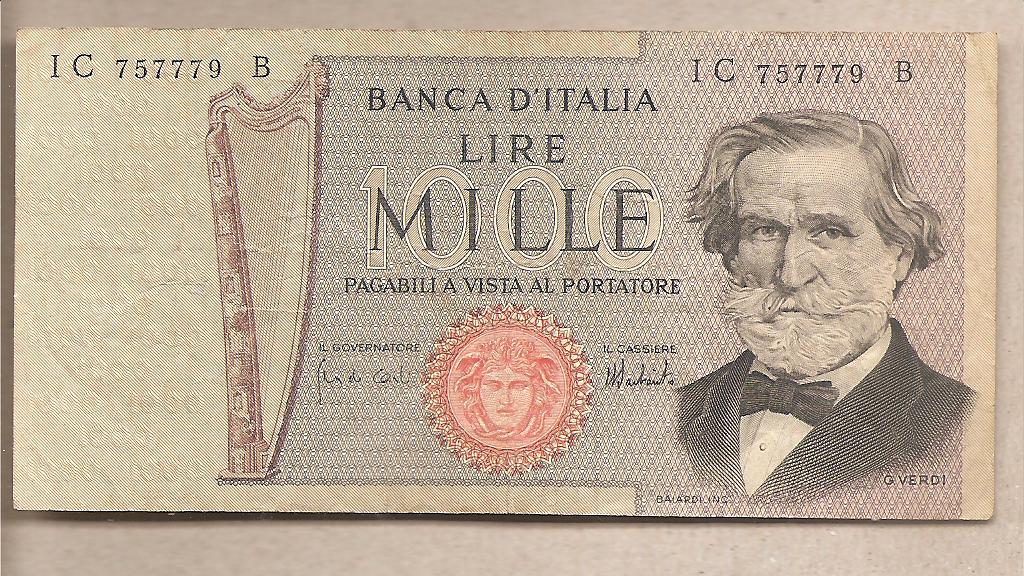 42612 - Italia - banconota circolata da 1000  Verdi secondo tipo  - 1975