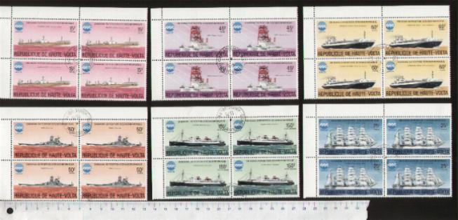 42756 - ALTO VOLTA 1975-3372 Navi e velieri - Quartina di 6 valori serie completa timbrata