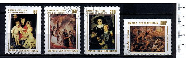 42789 - CENTRAFRICA 1978-3743 Dipinti del pittore Rubens - 4 valori serie completa timbrata