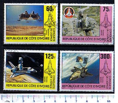 42824 - COSTA D AVORIO 1981-458 * Conquista dello spazio - 4 valori serie completa timbrata