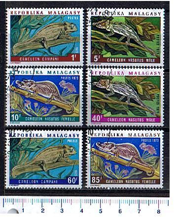 42831 - MADAGASCAR 1973-3503 * Rettili e Camaleonti diversi - 6 valori serie completa timbrata