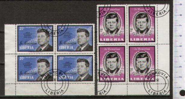 42869 - LIBERIA 1964-1742 * John Fitzgerald.Kennedy - 2 valori serie completa timbrata in Quartine