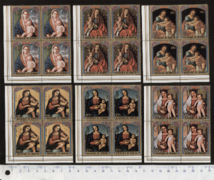 43004 - BURUNDI  1973-3382  Natale: Dipinti religiosi famosi - Quartine di 6 valori serie completa timbrata - Yvert # 580/2+A313/15