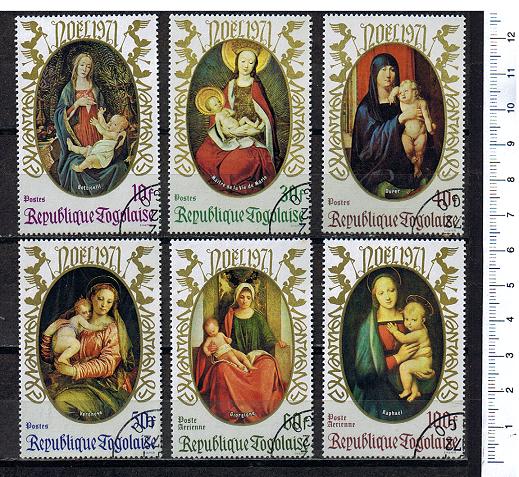 43122 - TOGO	1971-2099  Natale: dipinti sulla Nativit	- 6 valori serie completa timbrata - Yvert n 731/34+A171/72