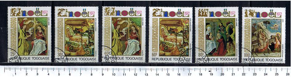 43135 - TOGO	1972-2566  Natale,dipinti di pittori famosi - 6 valori serie completa timbrata - Yvert n 760/2+A193/5