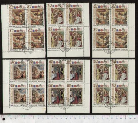 43137 - TOGO	1972-2566  Natale,dipinti di pittori famosi - Quartine di 6 valori serie completa timbrata - Yvert n 760/2+A193/5