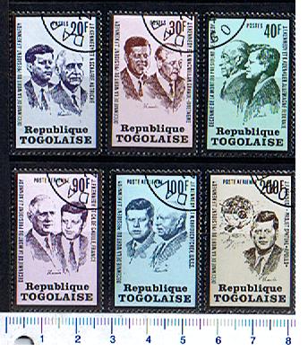 43161 - TOGO	1974-3023  10 anni morte Presidente Kennedy - 6 valori serie completa timbrata - Yvert n* 790/2+A208/10