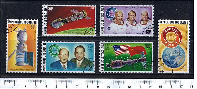 43201 - TOGO	1975-3558  Missione congiunta Apollo-Soyuz - 6 valori serie completa timbrata Yvert n 850+A259/63