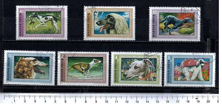 43309 - UNGHERIA	1972-2163  Cani soggetti diversi  - 7 valori serie completa timbrata - Yvert n 2221/2227
