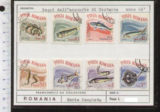 43612 - ROMANIA	1964-D-420  Pesci dell acquario di Costanza  - 8 valori serie completa timbrata - Yvert n 2001-08	