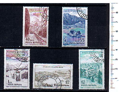 43637 - ROMANIA	1964-Yvert 2013-17  Montagne e paesaggi diversi  -  5 valori serie completa timbrata -