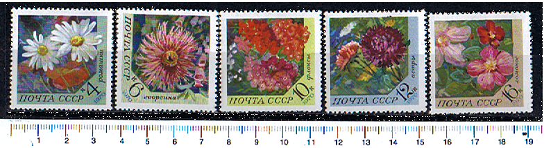 43787 - RUSSIA	1970-Yvert 3665-69  Fiori diversi -  5 valori serie completa NUOVA