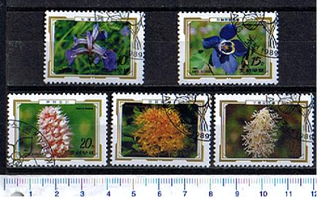 43927 - COREA DEL NORD	1989-441  Fiori di montagna  - 5 valori serie completa timbrata - Catalogo 3162/66