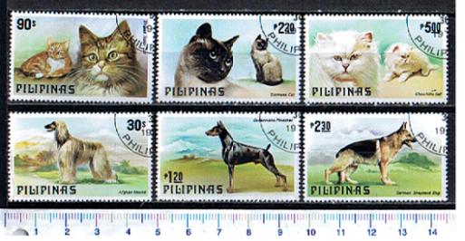 43940 - FILIPPINE	1979-205	 Cani e Gatti	-  6 valori serie completa timbrata - Catalogo n 1311/16