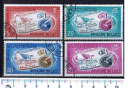 43970 - LAOS	1966-3303  Settimana della lettera scritta   -  4 valori serie completa timbrata - Yvert n 142/45